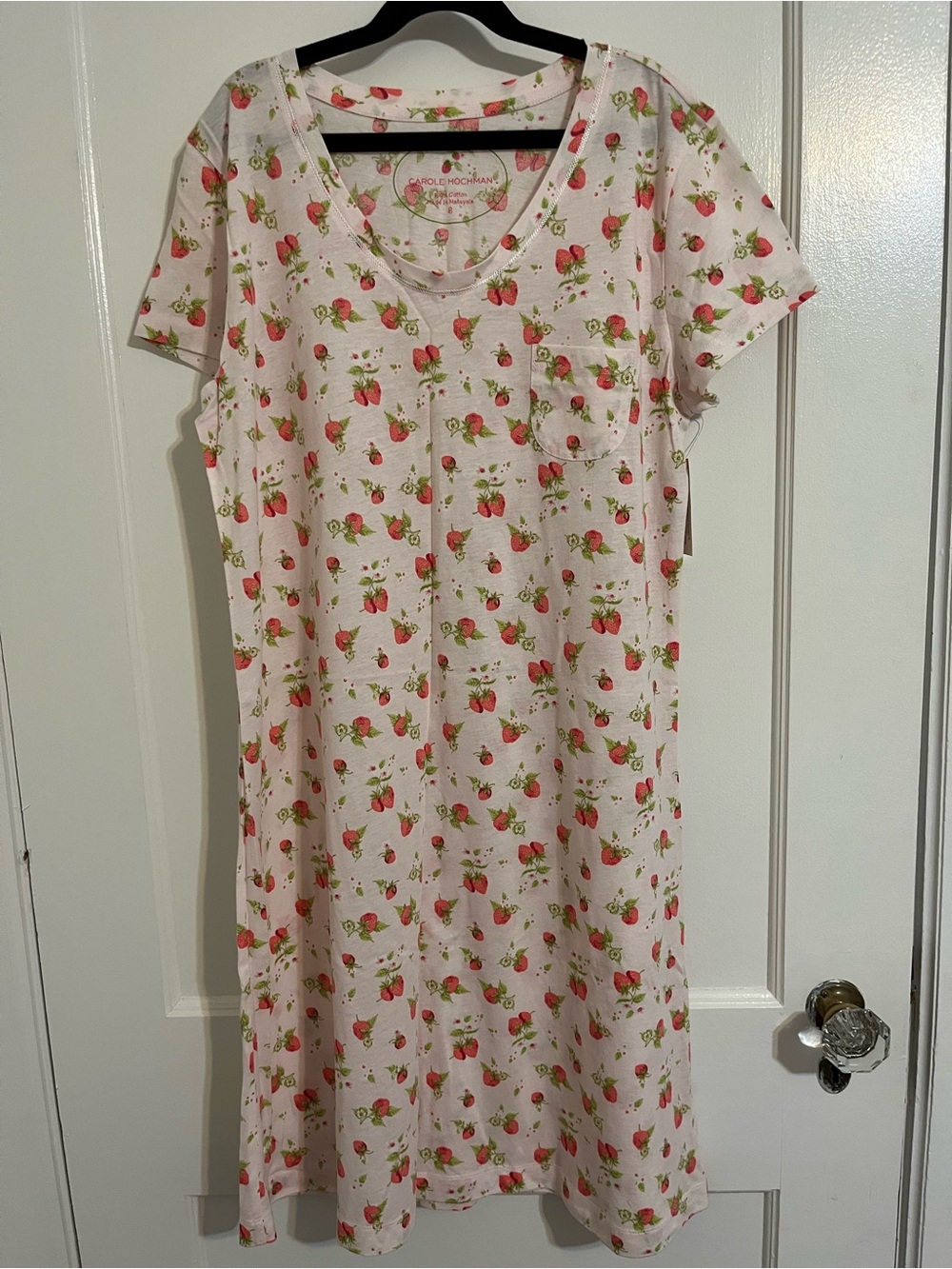 New With Tag Carole Hochman Nightgown Strawberry Design  Size 38.  100 % Cotton